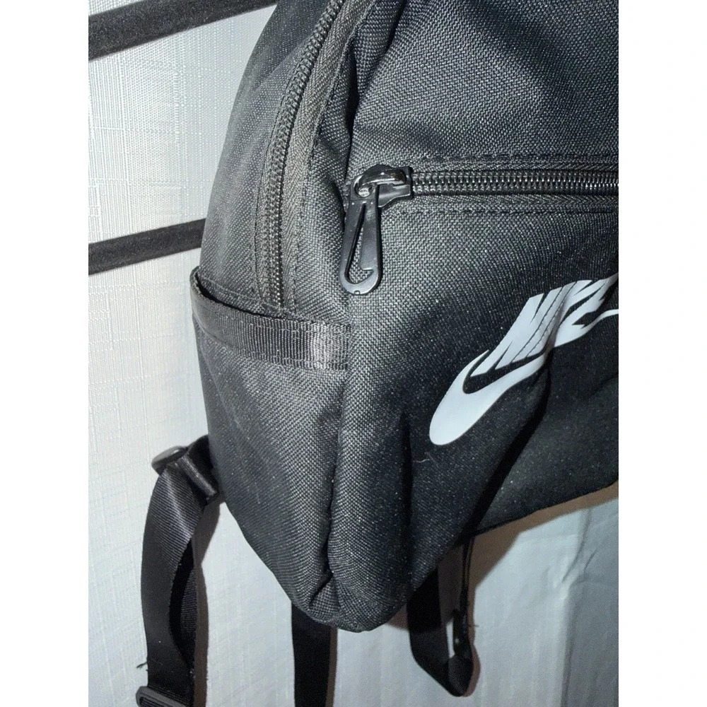 Black Nike Mini Backpack Swoosh Adjustable White Logo
